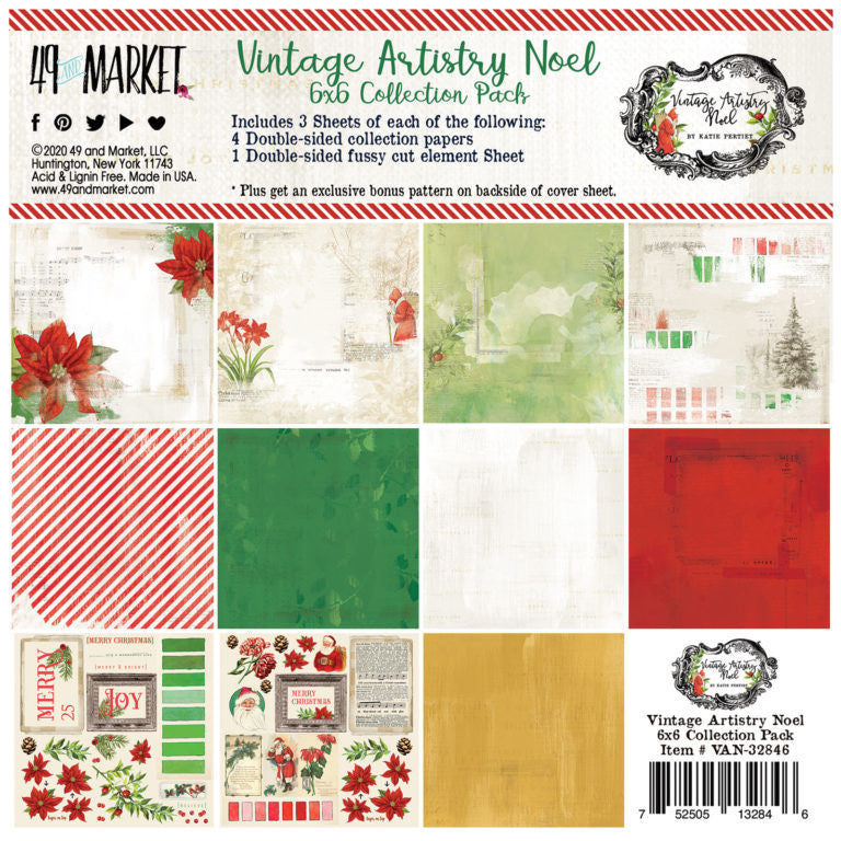 49 and Market Vintage Artistry Noel 6 x 6 Collection Pack